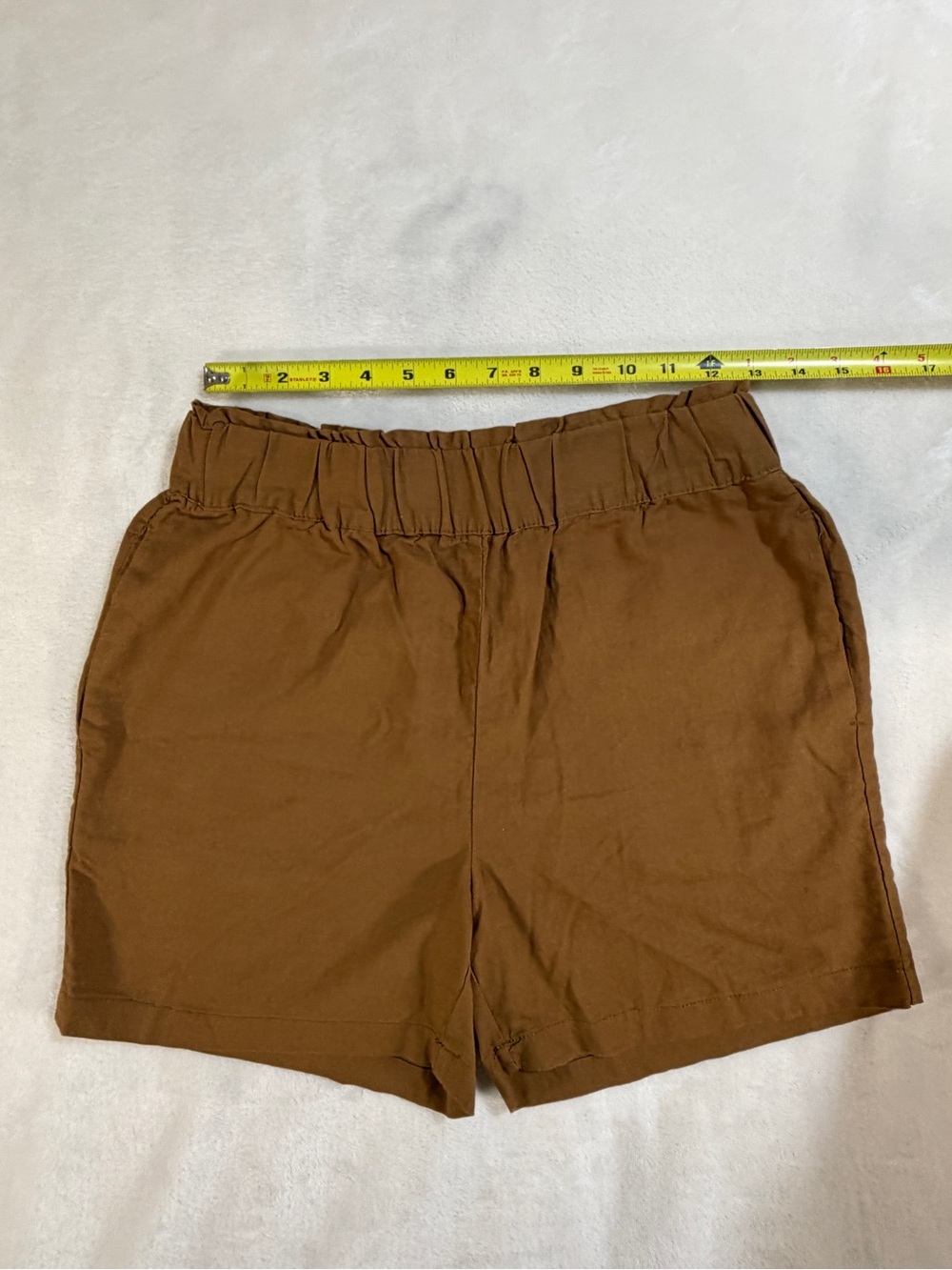Alexander Jordan High-Waist Rust Elastic-Ruched Women's Shorts - Small - Picture 5 of 8